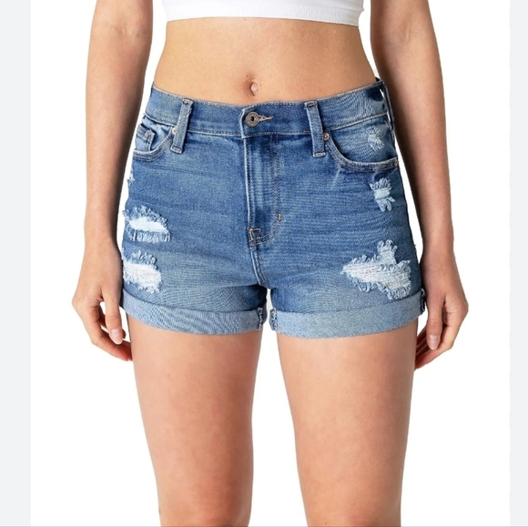 Celebrity Pink Pants - Celebrity Pink Re Generation Distressed Mindful Denim Mom Shorts 1/25